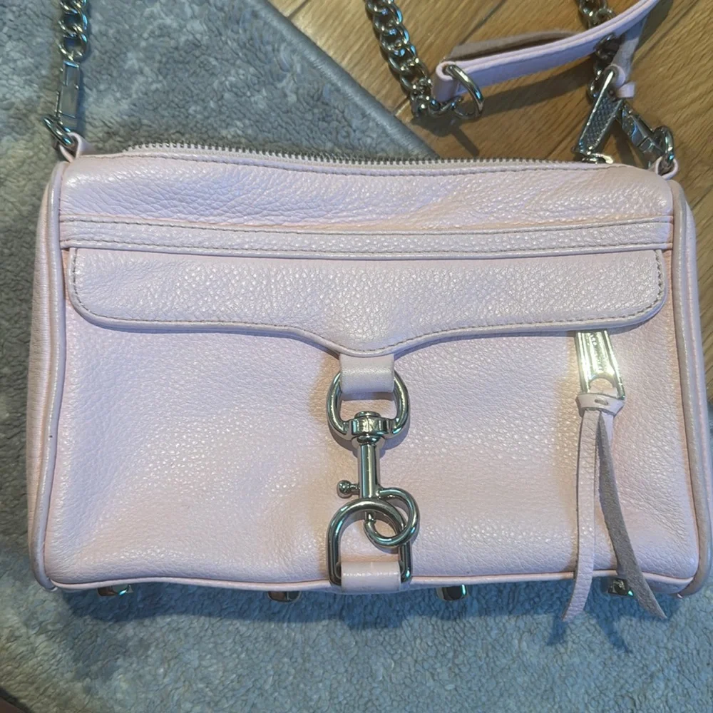 REBECCA MINKOFF Peony Pink Leather Mini Mac Crossbody